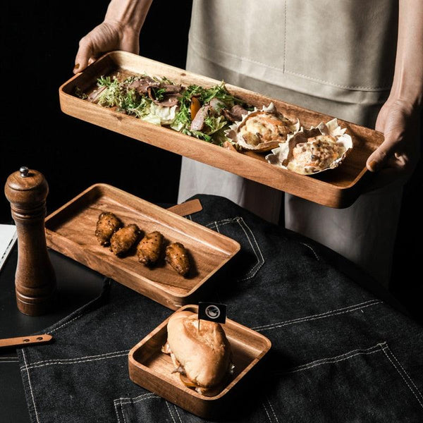 Acacia Wood Serving Tray with Handle - Spiritwood kitchen