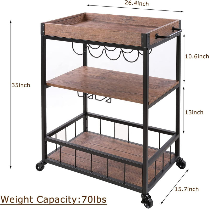 Wooden Bar Serving Cart - Spiritwood kitchen