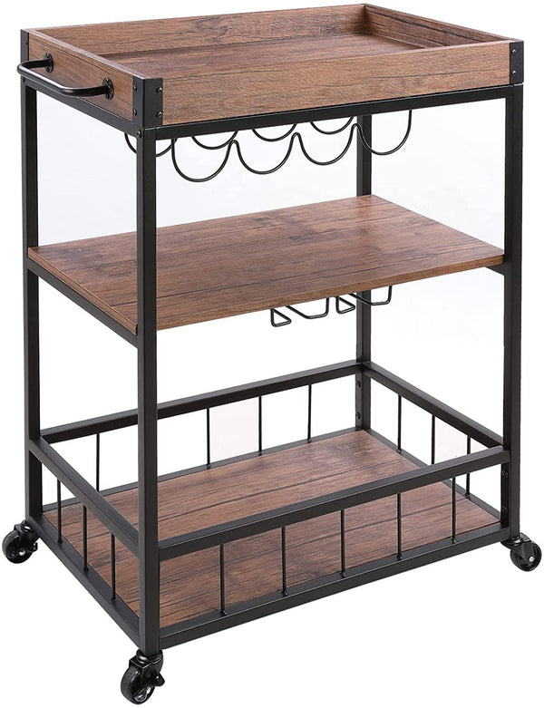 Wooden Bar Serving Cart - Spiritwood kitchen