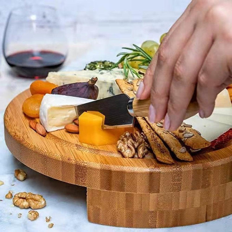 Round Bamboo Cheese Board Set - Spiritwood kitchen