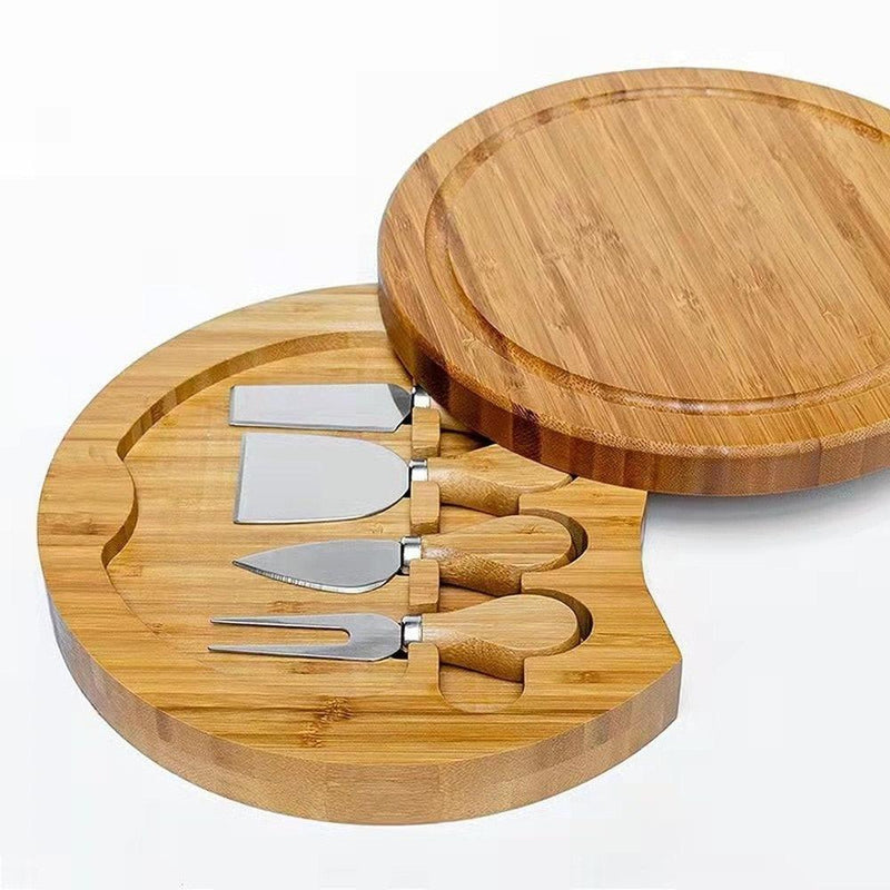 Round Bamboo Cheese Board Set - Spiritwood kitchen