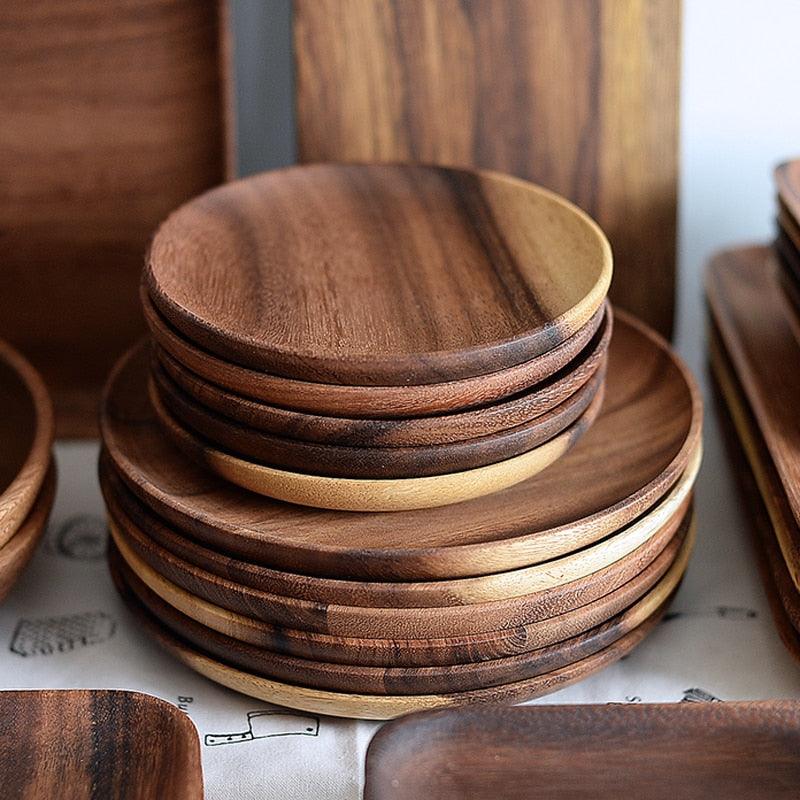 Acacia Wood Plate Set Wooden - Spiritwood kitchen