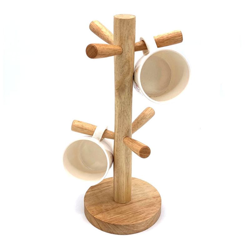 6 Hook Wood Mug tree