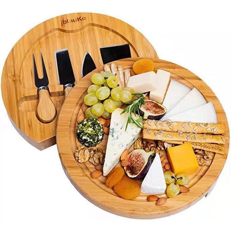 Round Bamboo Cheese Board Set - Spiritwood kitchen