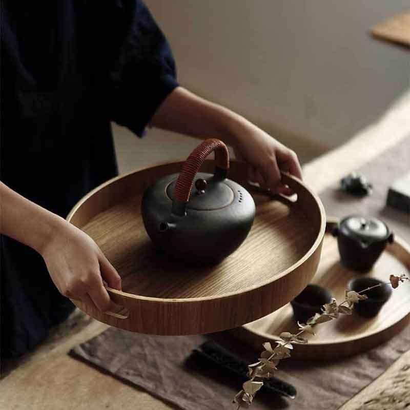 Round Serving Bamboo Wooden Tray - Spiritwood kitchen