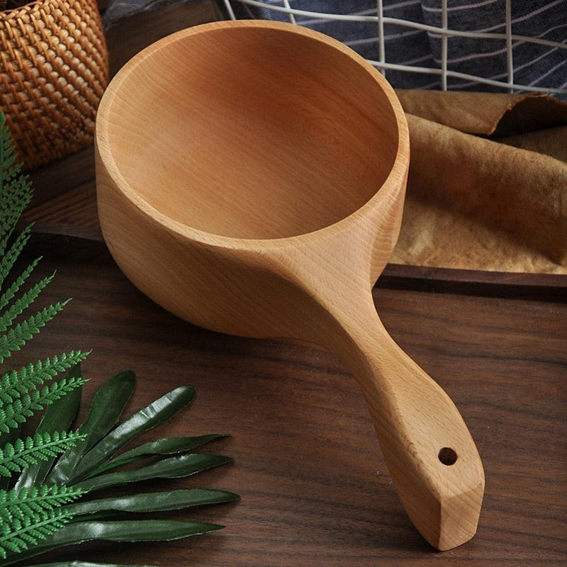 Handled Beech Salad Bowl - Spiritwood kitchen