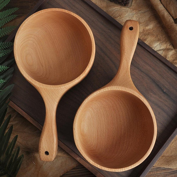 Handled Beech Salad Bowl - Spiritwood kitchen